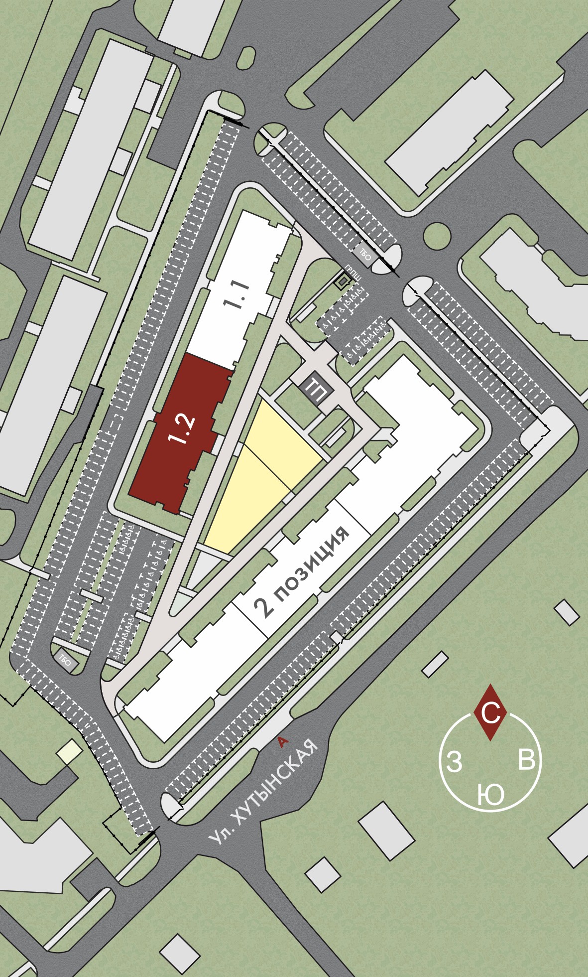 План застройкм объекта ЖК Премиум, позиция 1 этап 2